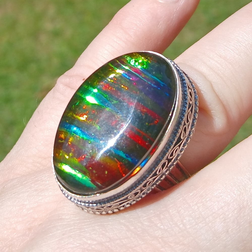 New Ammonite 925 Silver Ring.